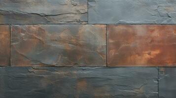 Slate tiles with rust wall textured surface or galvanized steel texture for background. AI Generative photo