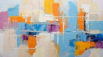 Abstract rough colorful multi-colored art painting texture, with oil brushstroke paint on canvas, AI Generative photo