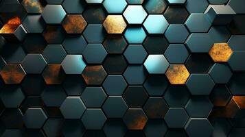 Metallic futuristic honeycomb tile wall texture for the background. AI Generative photo
