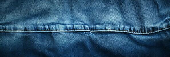 Blue jeans texture with seams, Denim fabric background. AI Generative photo