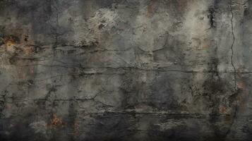 Dark deteriorated cement wall texture for the background. AI Generative photo