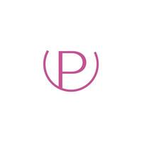 letter p simple linked smile logo vector