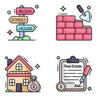 Pack of Estate and Building Flat Icons vector