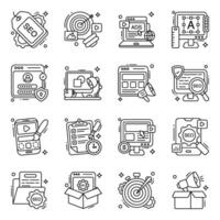 Pack of Seo and Data line Icons vector