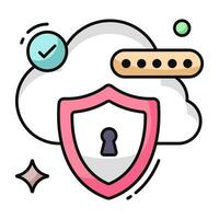 Conceptual flat design icon of cloud security vector