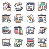 Pack of Seo and Data Flat Icons vector