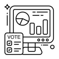un línea diseño icono de votar analítica vector