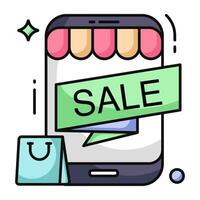 Trendy design icon of mobile shopping sale vector