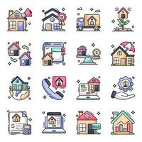 Pack of Property Flat Icons vector