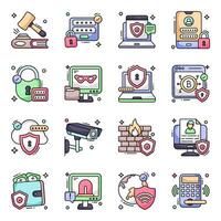 Pack of Crime and Security Flat Icons vector