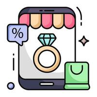 icono de diseño único de compras en línea vector