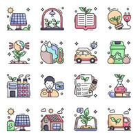 Pack of Eco Flat Icons vector