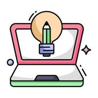 Pencil inside lightbulb, icon of creative writing vector