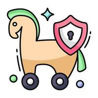 Perfecto diseño icono de troyano caballo seguridad vector