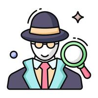 Mysterious person icon, spy editable vector