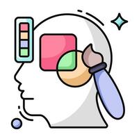 Conceptual flat design icon of creative mind vector