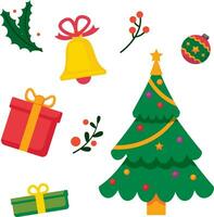 decoración árbol Navidad y presente decoración icono ilustración vector