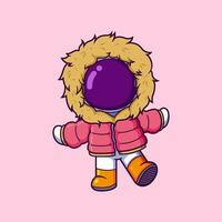 Cute Astronaut with winter wear Cartoon character vector