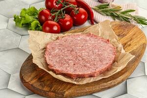 Raw beef uncooked burger cutlet photo