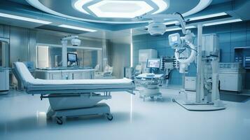 State-of-the-Art Medical Technology, Equipment and Medical Devices in a Modern Operating Room, Including X-Ray Device and MRI Scan, Setting the Stage for Advanced Healthcare, Ai generative photo