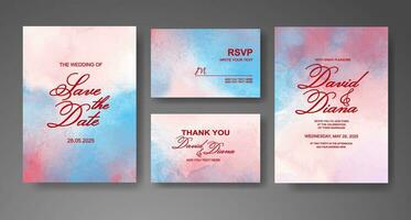 Wedding invitation with abstract watercolor background vector