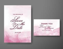 Wedding invitation with abstract watercolor background vector