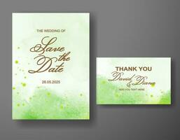 Wedding invitation with abstract watercolor background vector