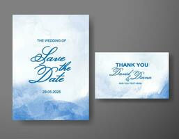 Wedding invitation with abstract watercolor background vector