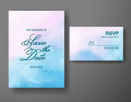 Wedding invitation with abstract watercolor background vector