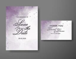 Wedding invitation with abstract watercolor background vector