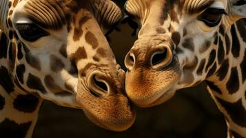 a giraffe licking another giraffe AI Generated photo