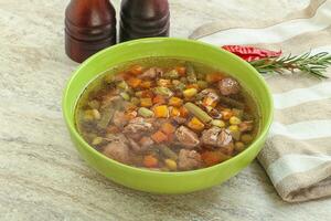 Soup with lentil and chicken photo