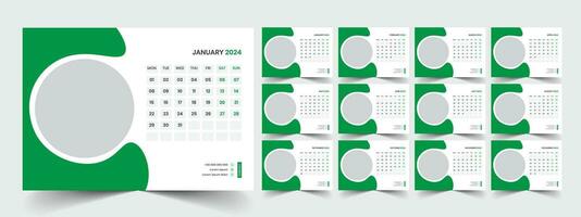 Calendar 2024 planner corporate template design set. Week starts on Monday. template for annual calendar 2024 vector