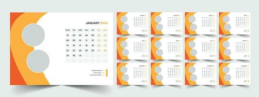 Desk Calendar 2024 template design, Office Calendar 2024 vector