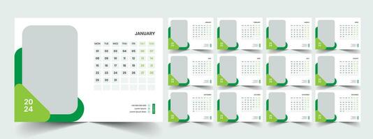 Calendar 2024 planner corporate template design set. Week starts on Monday. template for annual calendar 2024 vector