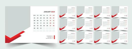 Desk Calendar 2024 template design, Office Calendar 2024 vector