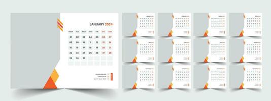 Desk Calendar 2024 template design, Office Calendar 2024 vector