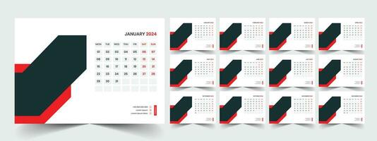 Planner template with calendar for 2024 year vector