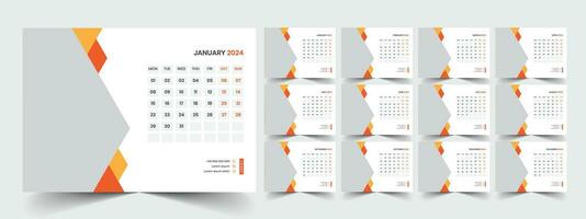 Desk Calendar 2024 template design, Office Calendar 2024 vector