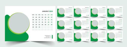 Calendar 2024 planner corporate template design set. Week starts on Monday. template for annual calendar 2024 vector