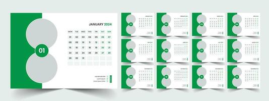 Calendar 2024 planner corporate template design set. Week starts on Monday. template for annual calendar 2024 vector