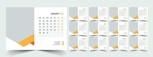 Desk Calendar 2024 template design, Office Calendar 2024 vector