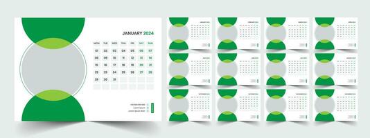 Planner template with calendar for 2024 year vector