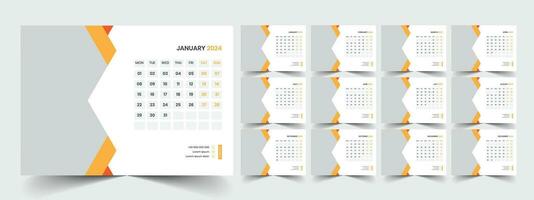 Desk Calendar 2024 template design, Office Calendar 2024 vector