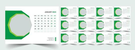 Calendar 2024 planner corporate template design set. Week starts on Monday. template for annual calendar 2024 vector