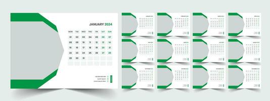 Calendar 2024 planner corporate template design set. Week starts on Monday. template for annual calendar 2024 vector