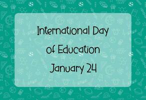 internacional día de educación enero 24 celebracion bandera con linda colegio garabatear elementos. mundo educativo día festivo. vector ilustración