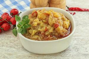 Caucasian Mangal salad with baked vegetables photo