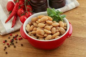 Whinte canned kidney beans in the bowl photo