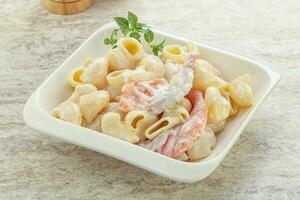 Pasta with salmon and cream cheese photo